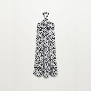 Mango Black White Printed Halter Gown Dress